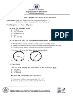 Grade 7 Project An Assessment Tool (Post Test)