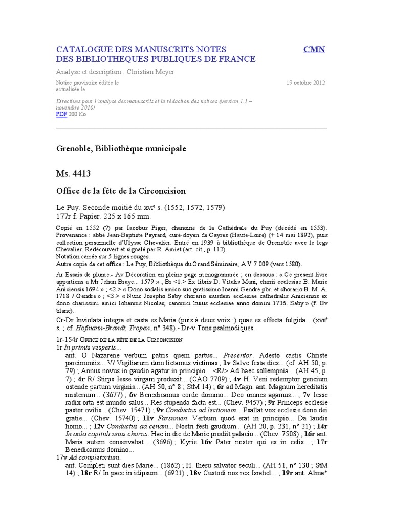 Dokumen - Tips - Catalogue Des Manuscrits Notes CMN Des Vivus 83r Panis ...