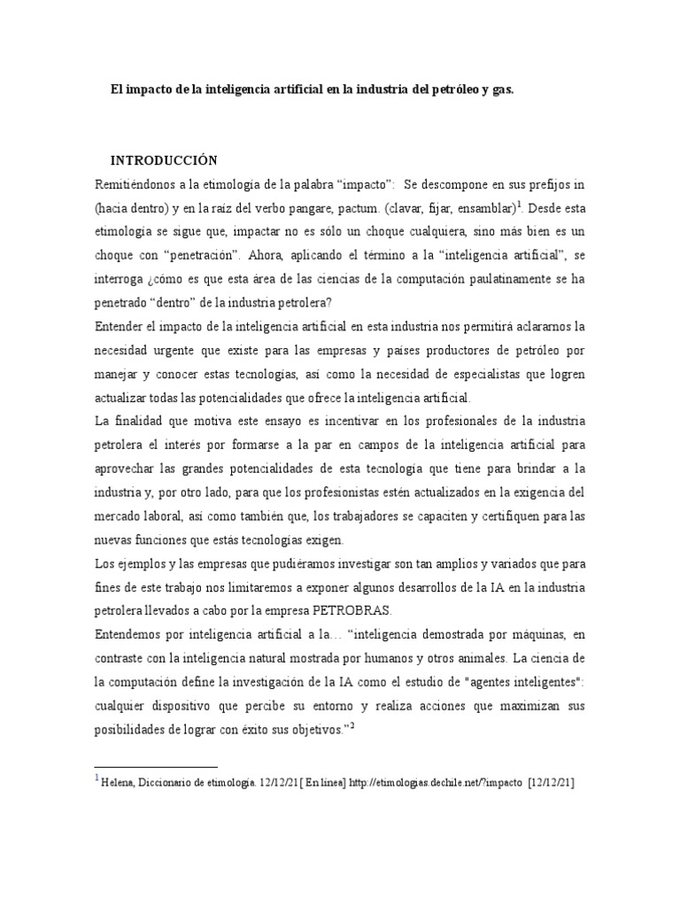 IA en la Industria Petrolera: Impacto y Futuro | PDF | Inteligencia ...