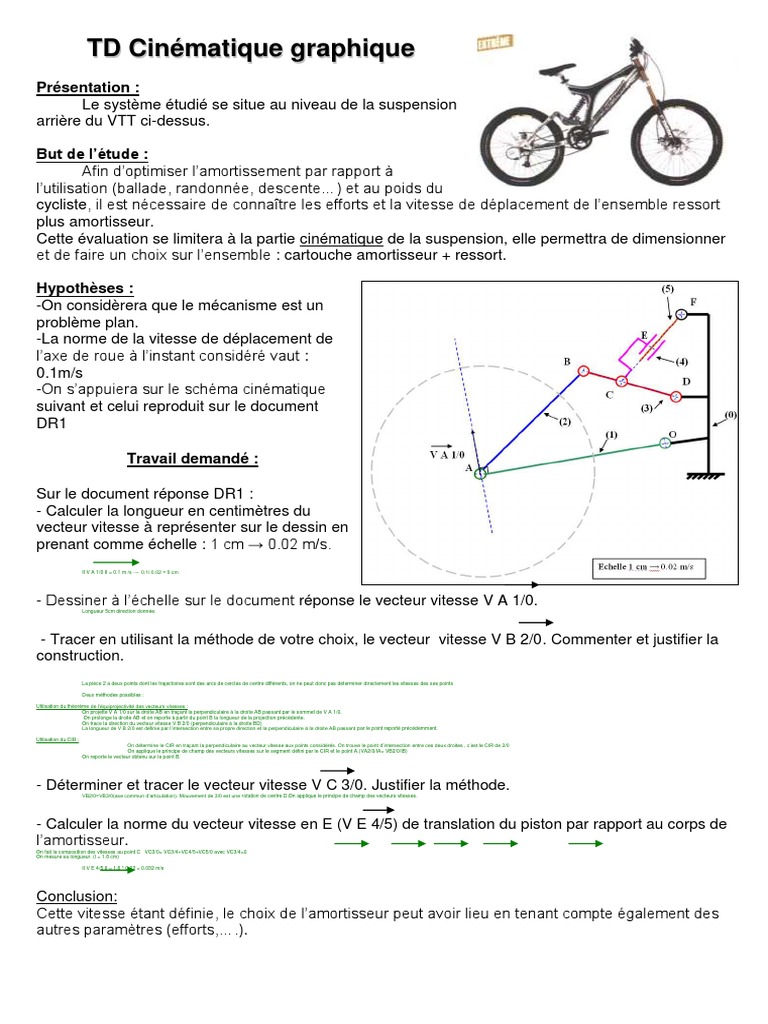 Optimisation de la suspension VTT | PDF | Cinématique | Vitesse