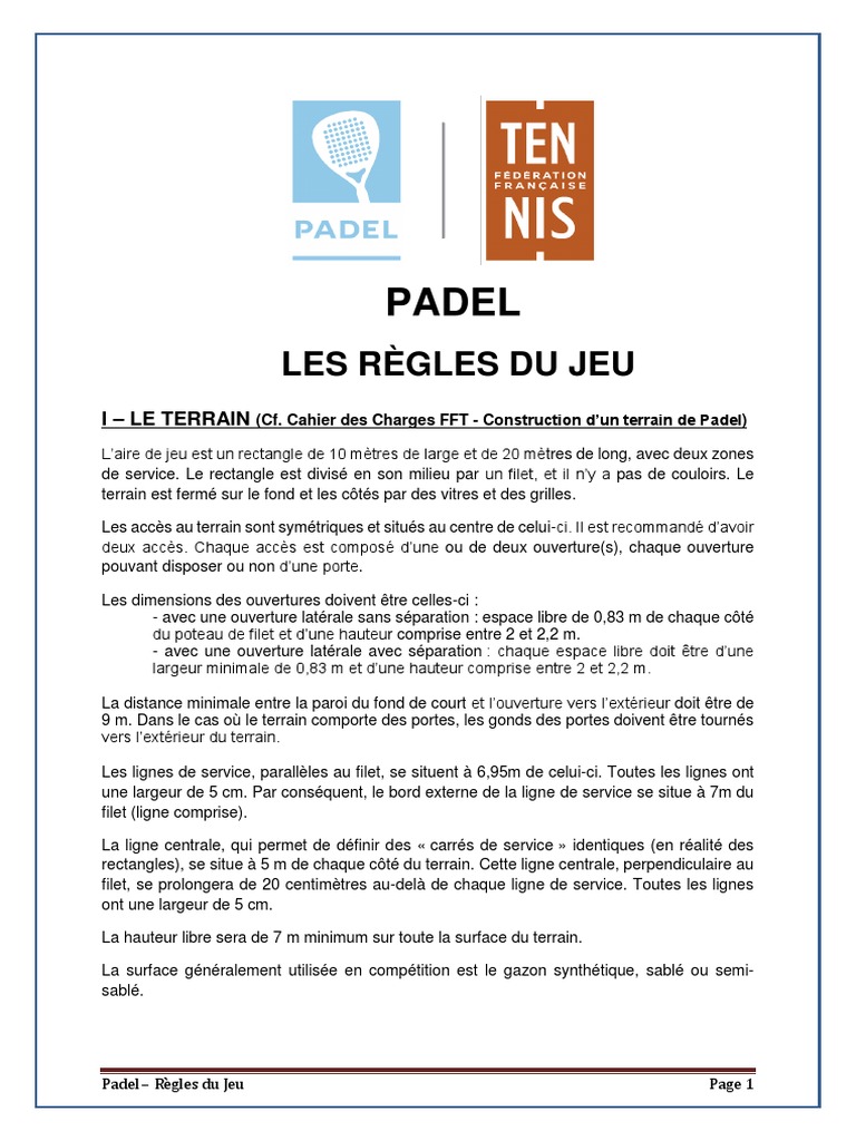 Règles du Padel : Guide Complet | PDF | Jeu d'adresse | Sports athlétiques