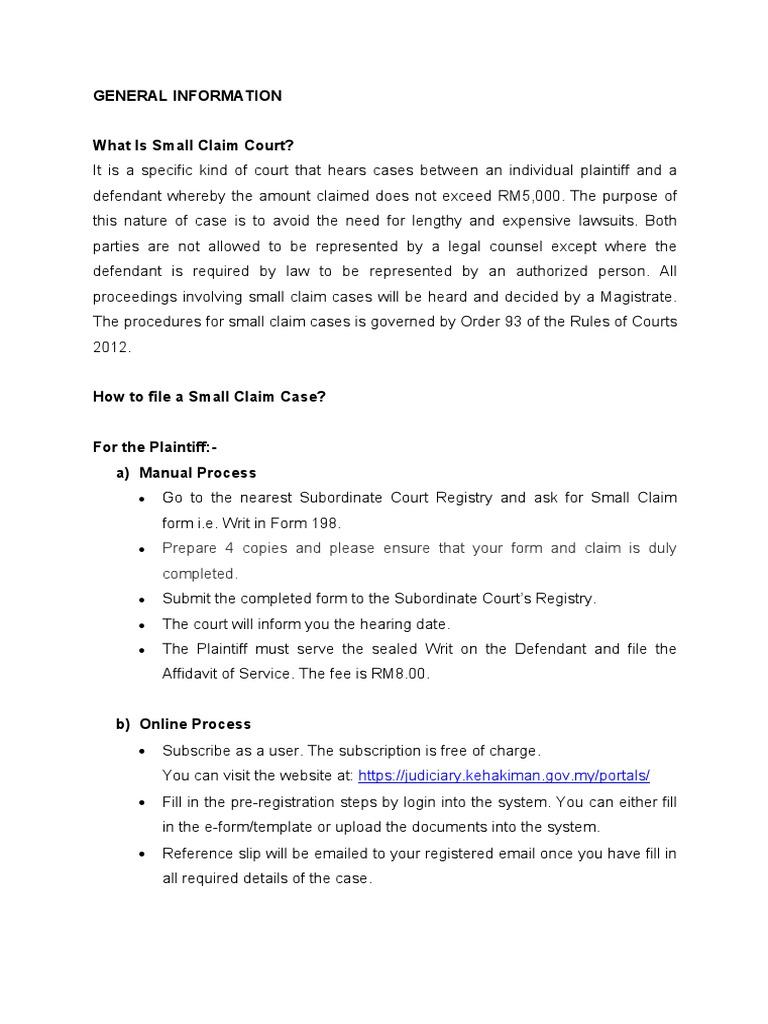 Small Claims Court Procedure 101022 Download Free PDF Judgment (Law Small Claims Court Procedure 101022 Download Free PDF Judgment (Law