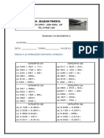 Trabalho de Matemática Operações