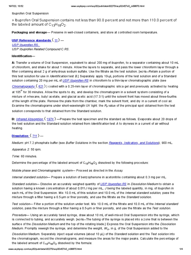 Ibuprofen Oral Suspension USP Monograph | PDF | Chromatography | High ...