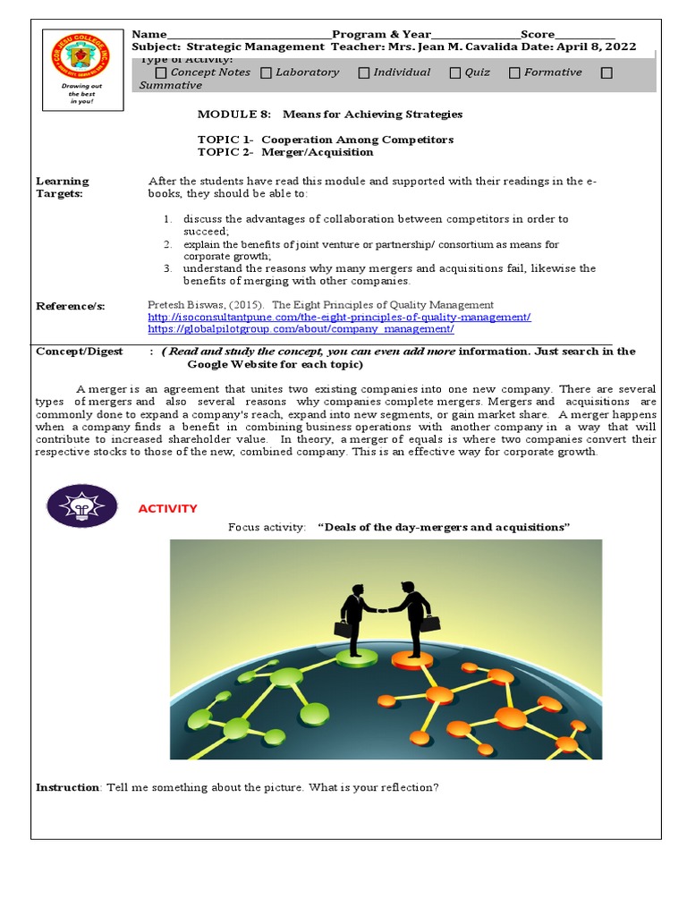 Mergers and Competitor Cooperation Strategies | PDF | Mergers And ...