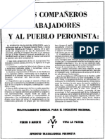 1974 Noviembre 29. A Los Trabajadores y Al Pueblo Peronista