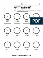 Telling The Time Worksheet 1