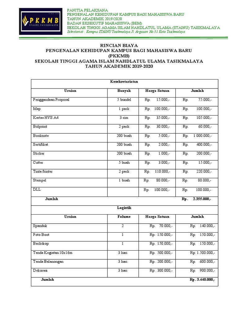 Rincian Biaya Akhir | PDF