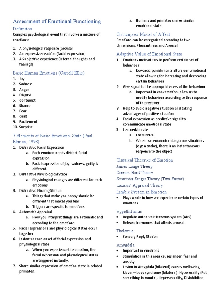 Assessment of Emotional Functioning | PDF | Emotions | Traumatic Brain ...