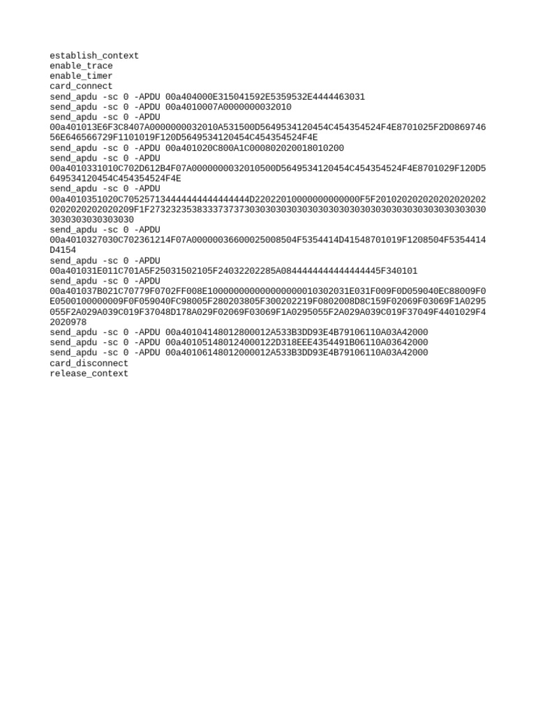 APDU Command Sequence for Card Operations | PDF