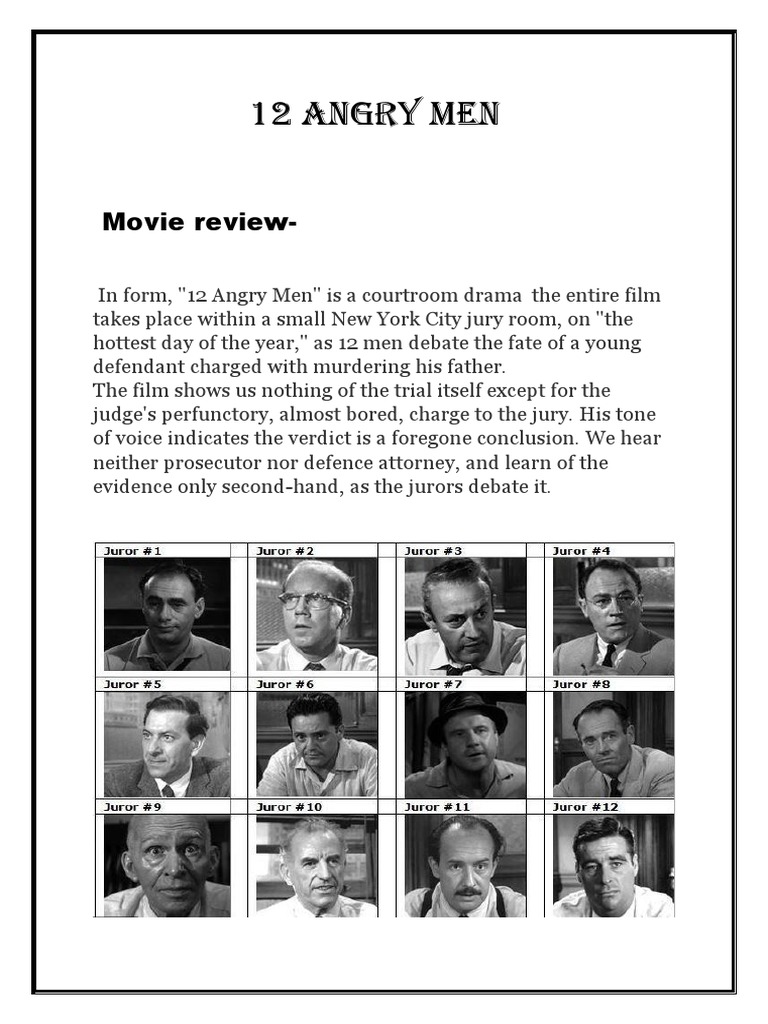 12 Angry Men: A Jury's Dilemma | PDF | Social Science | Mystery ...