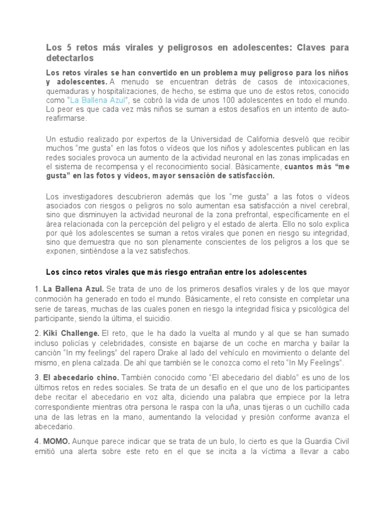 Prevención de Retos Virales Peligrosos | PDF | Relaciones personales ...