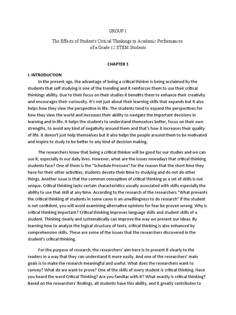 Research Chapter 1 | PDF | Critical Thinking | Thought