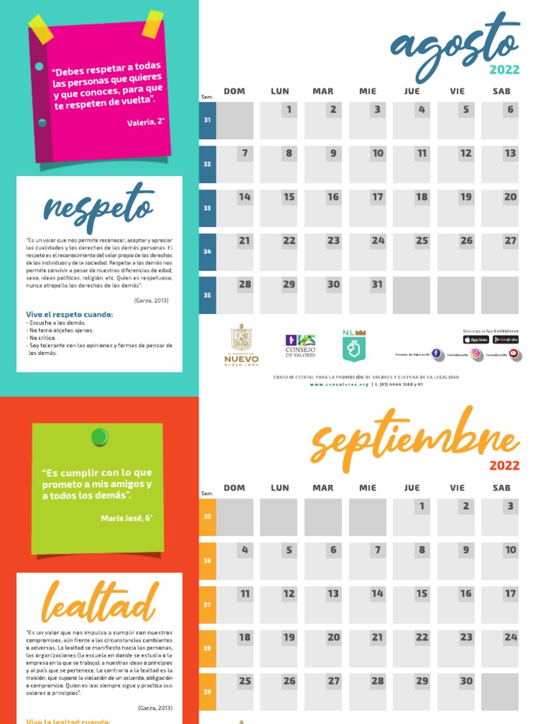 Calendario de Valores 20222023 PDF