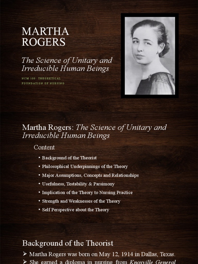 Martha Rogers' Unitary Human Theory | PDF | Theory | Nursing