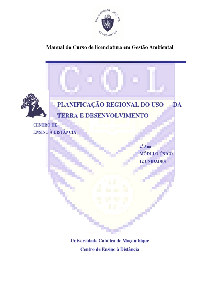 Manual de Planificação Regional de Uso de Terra e Desenvolvimento | PDF ...