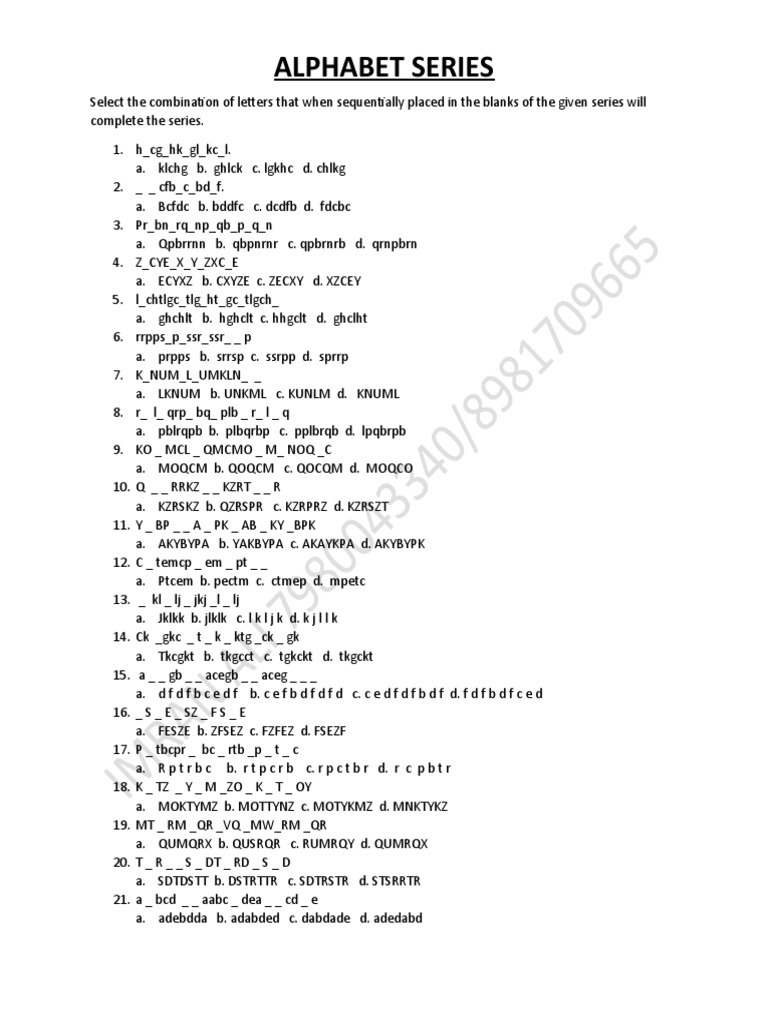Alphabet Series | PDF | Science & Mathematics
