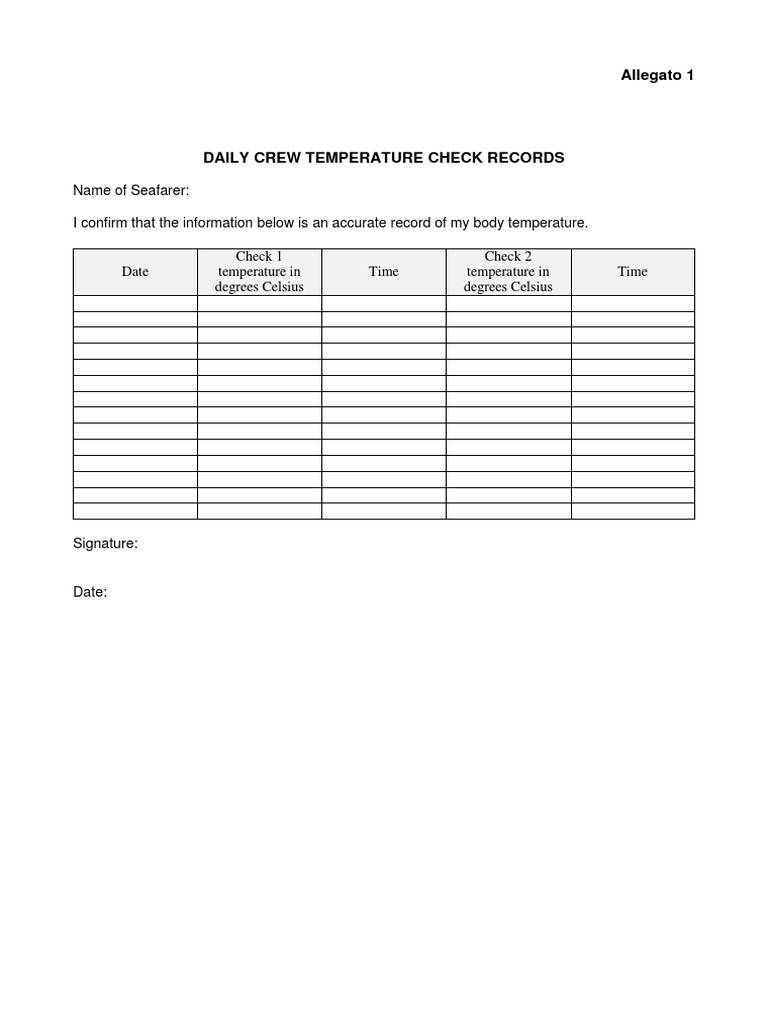 Daily Crew Temperature Check Records | PDF | Business | Technology ...