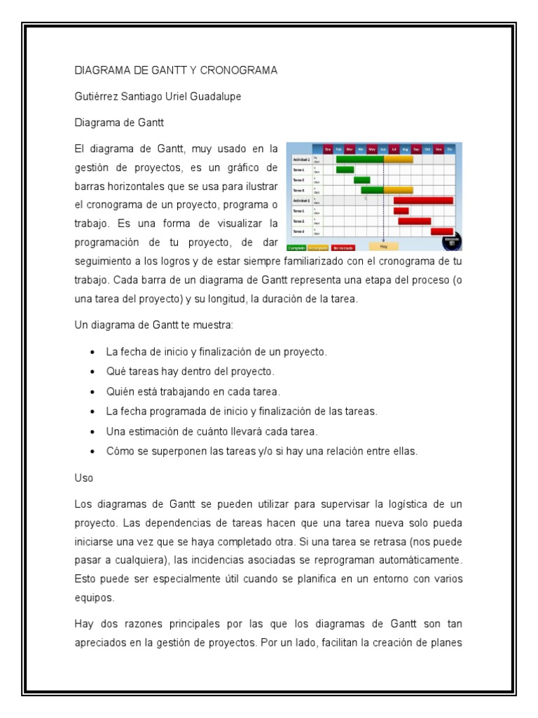 Diagrama de Gantt y Cronograma | PDF | Informática
