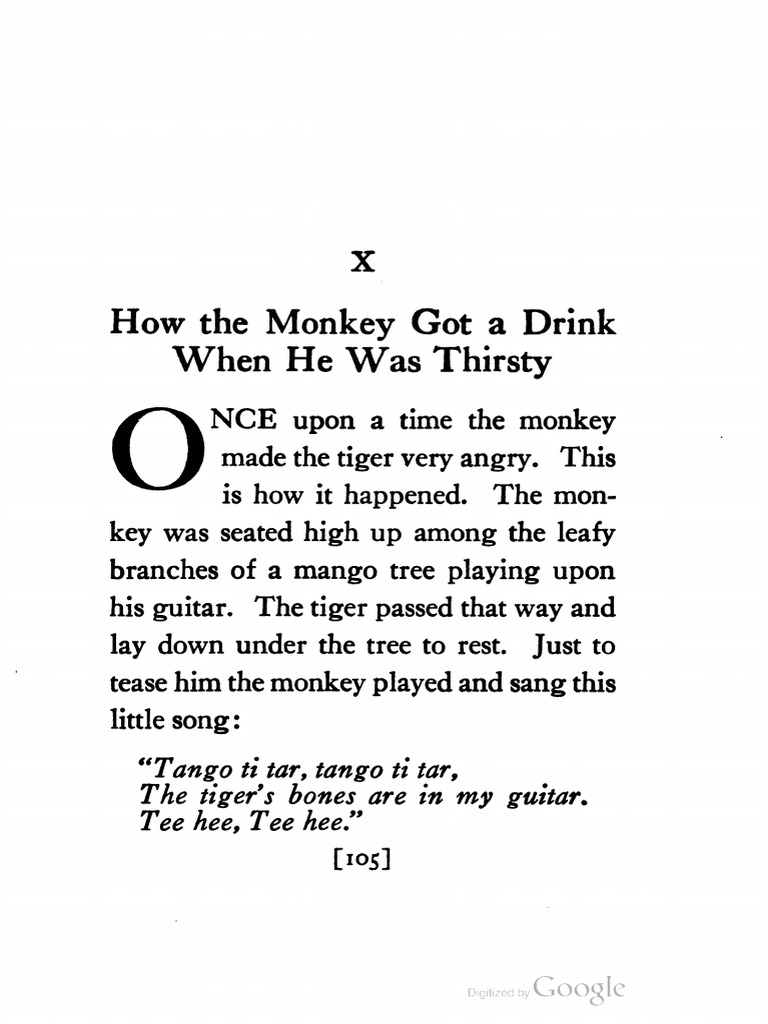 How The Monkey Got A Drink (Brazilian Fariy Tale) | PDF