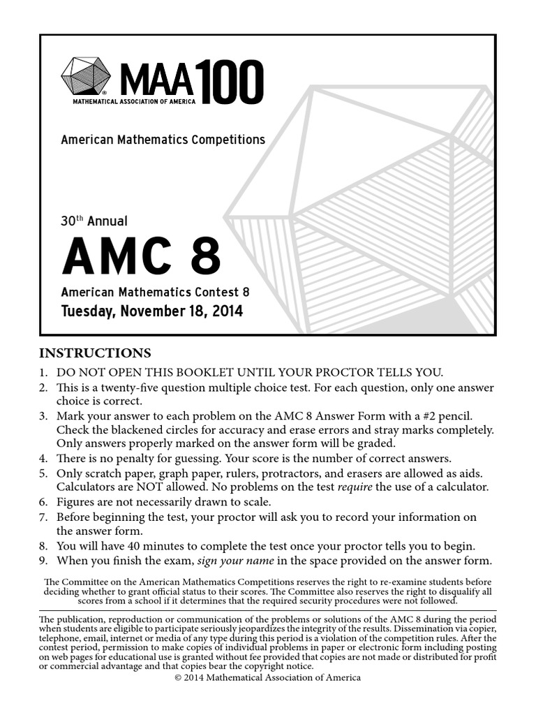 2014 Problems AMC8 | PDF | Area | Test (Assessment)