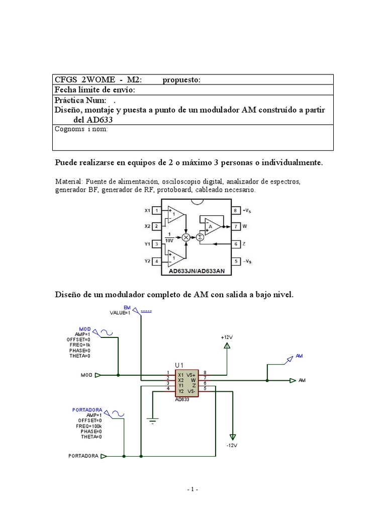 Diseño de Modulador AM con AD633 | PDF | Ingeniería Informática ...