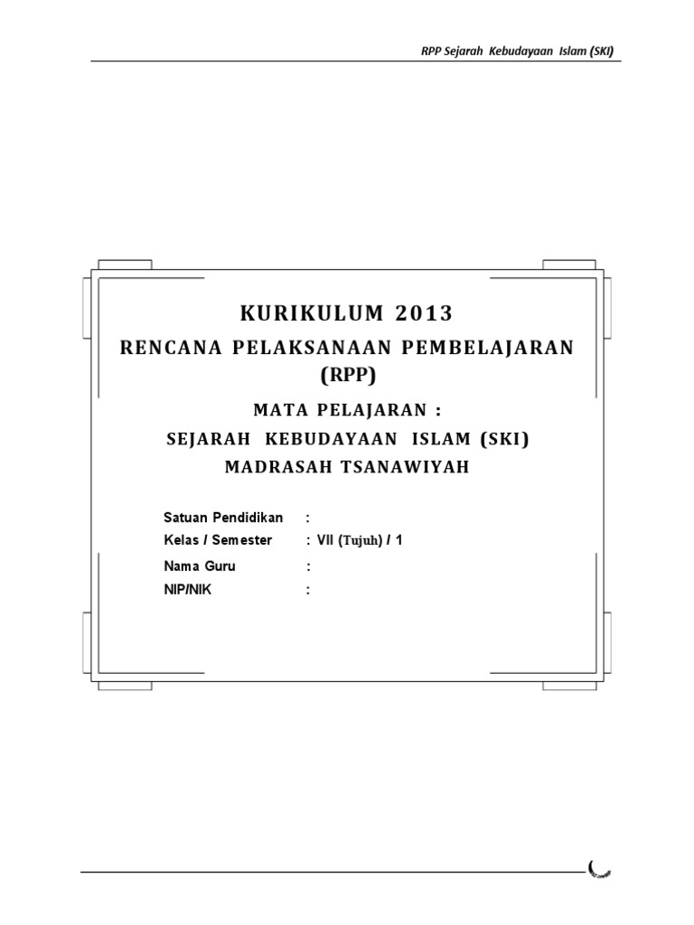 RPP SKI Kelas 7: Kearifan Nabi Muhammad | PDF | Karier & Perkembangan