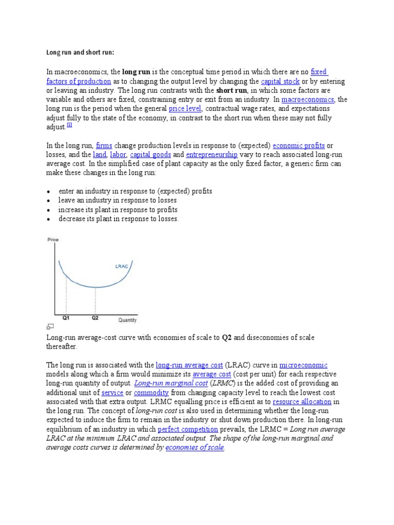 Long Run and Short Run | PDF | Long Run And Short Run | Market (Economics)
