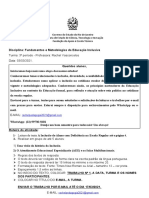 TRABALHO #1 - INCLUSÃO - 03 de Março