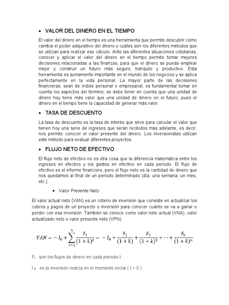 Conceptos | PDF | Tasa interna de retorno | Dinero