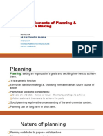 Basic Elements of Planning & Decision Making: Dr. S M Towhidur Rahman