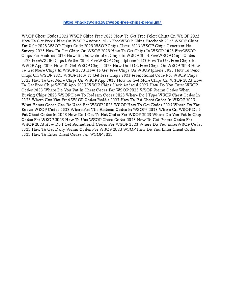 Wsop free chips 2023 updated pdf