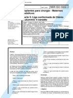 NBR 5832 - Implantes Para Cirurgia - Materiais Metalicos - Parte 3 Liga Conformada de Titanio 6-Aluminio 4-Vanadio