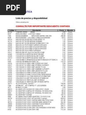 CPU Intel Core i5-10505 CPU 3.20GHz ListaMXLS 20110428 | PDF | Empresas de informática de los