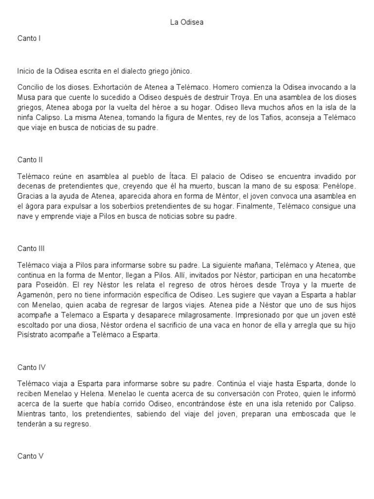 La Odisea De Homero Pdf Odisea Odiseo