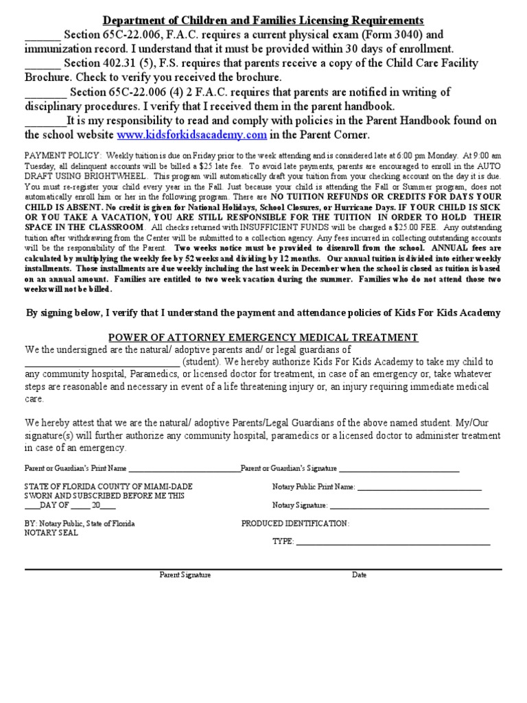 Power of Attorney 2020 PDF Notary Public Fee