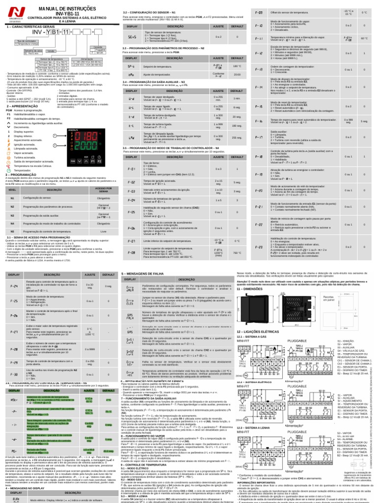 Manual do Controlador Inova INV-YB1-11 | PDF | Termopar | Engenharia da ...