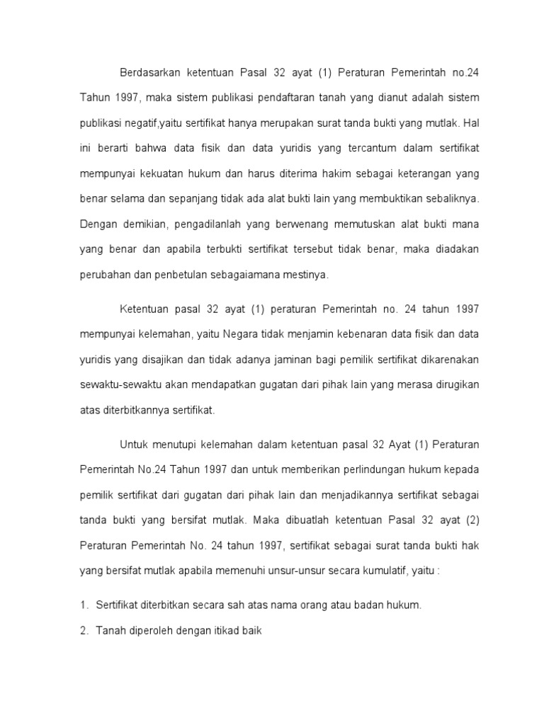 Iktikad Baik Dalam Penguasaan Fisik Sebidang Tanah Secara Turun | PDF ...