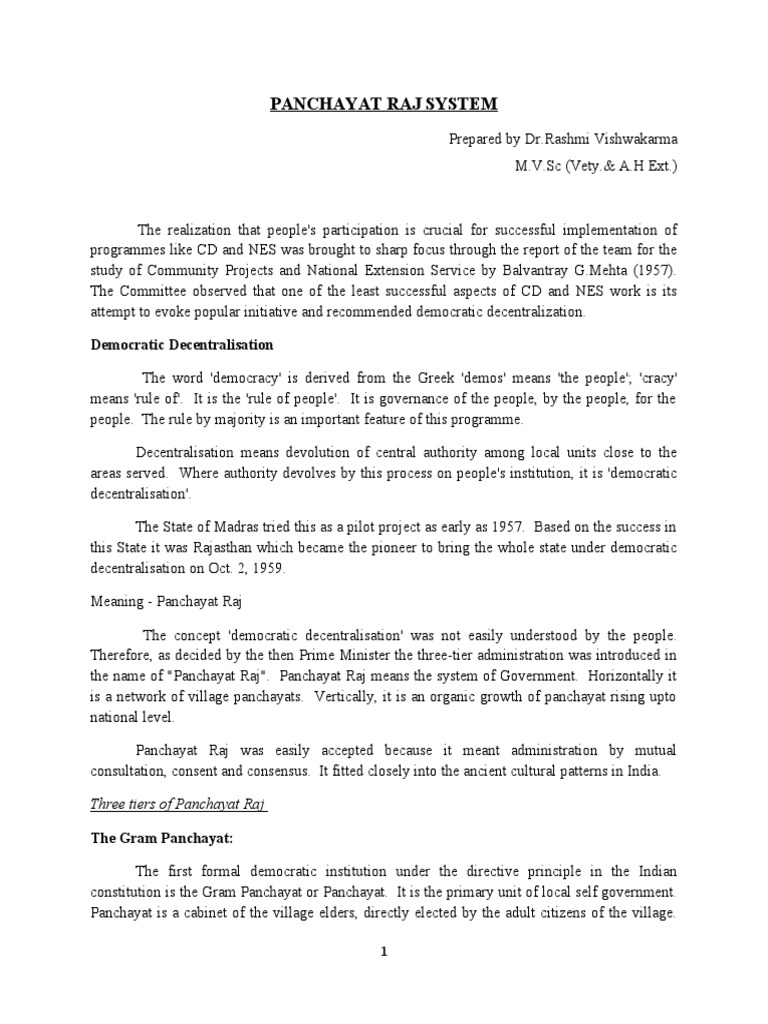 Understanding the Panchayat Raj System | PDF | Decentralization | Taxes