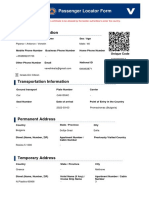 Passenger Locator Form: Personal Information