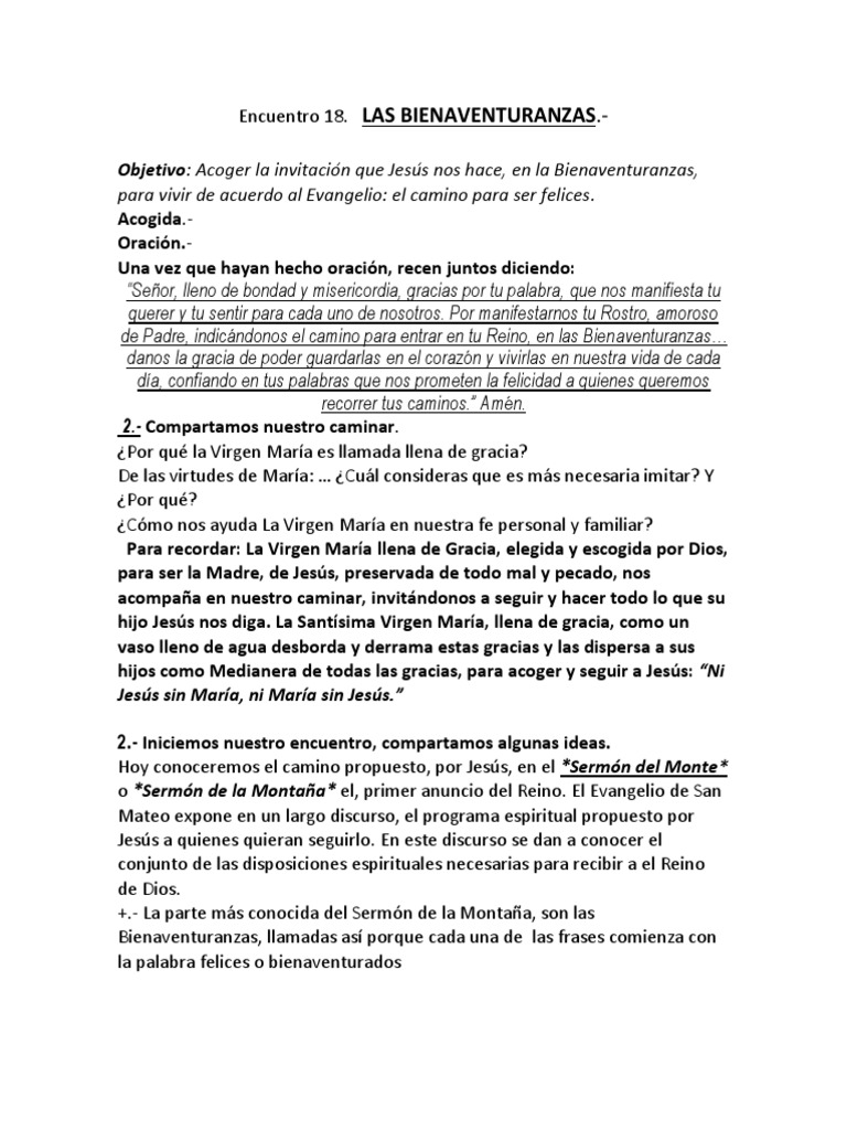 Bienaventuranzas: Camino a la Felicidad | PDF | Bienaventuranzas ...