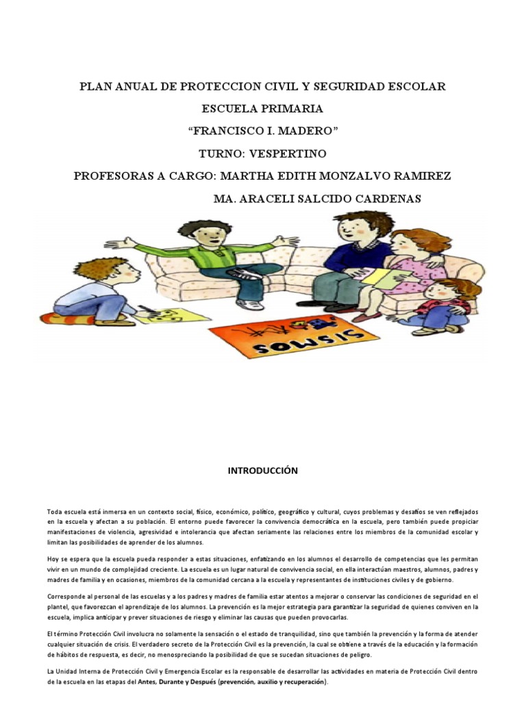 Plan Anual de Protección Civil Escolar | PDF | Defensa Civil | Violencia