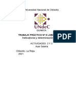 Universidad Nacional de Chilecito: Trabajo Práctico #6 Laboratorio Indicadores y Determinación de PH