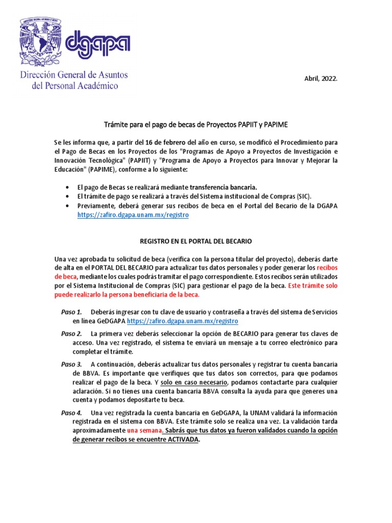 Pago de Becas PAPIIT y PAPIME | PDF | Tecnologías de la información ...