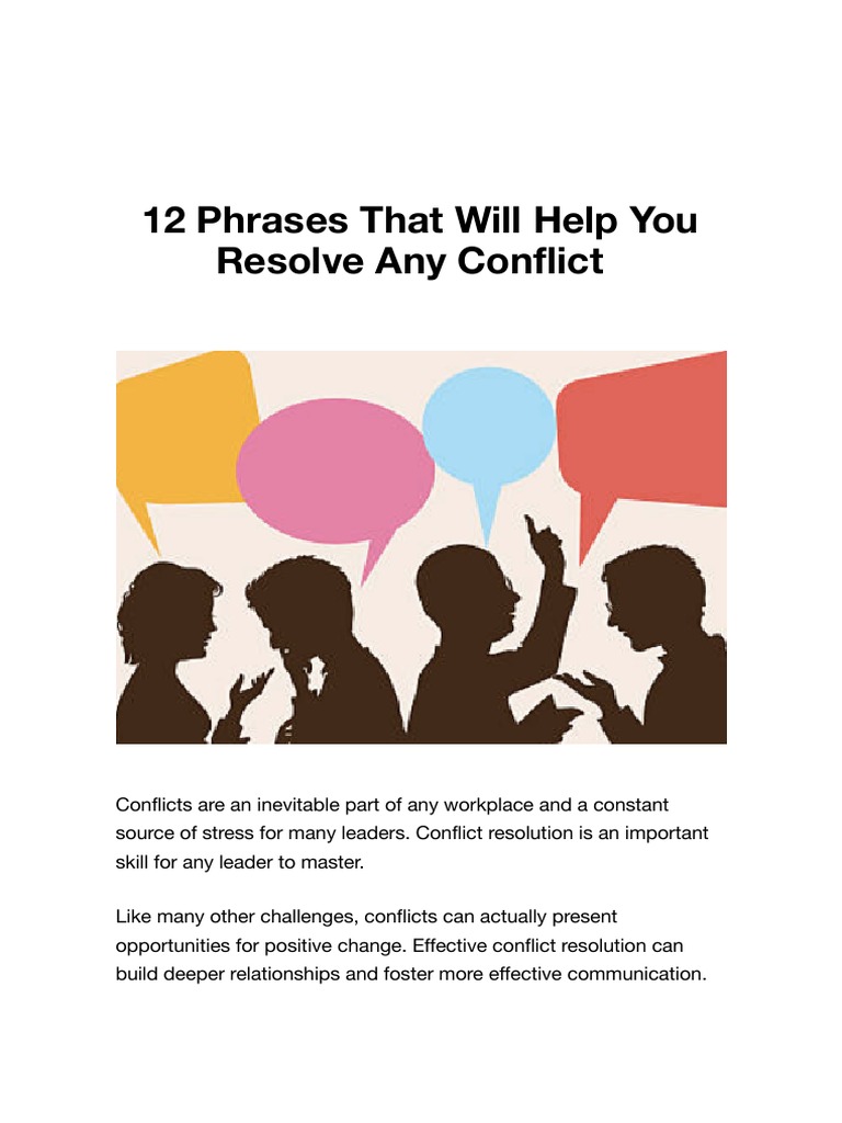 12 Phrases That Will Help You Resolve Any Conflict - Lolly Daskal | PDF ...