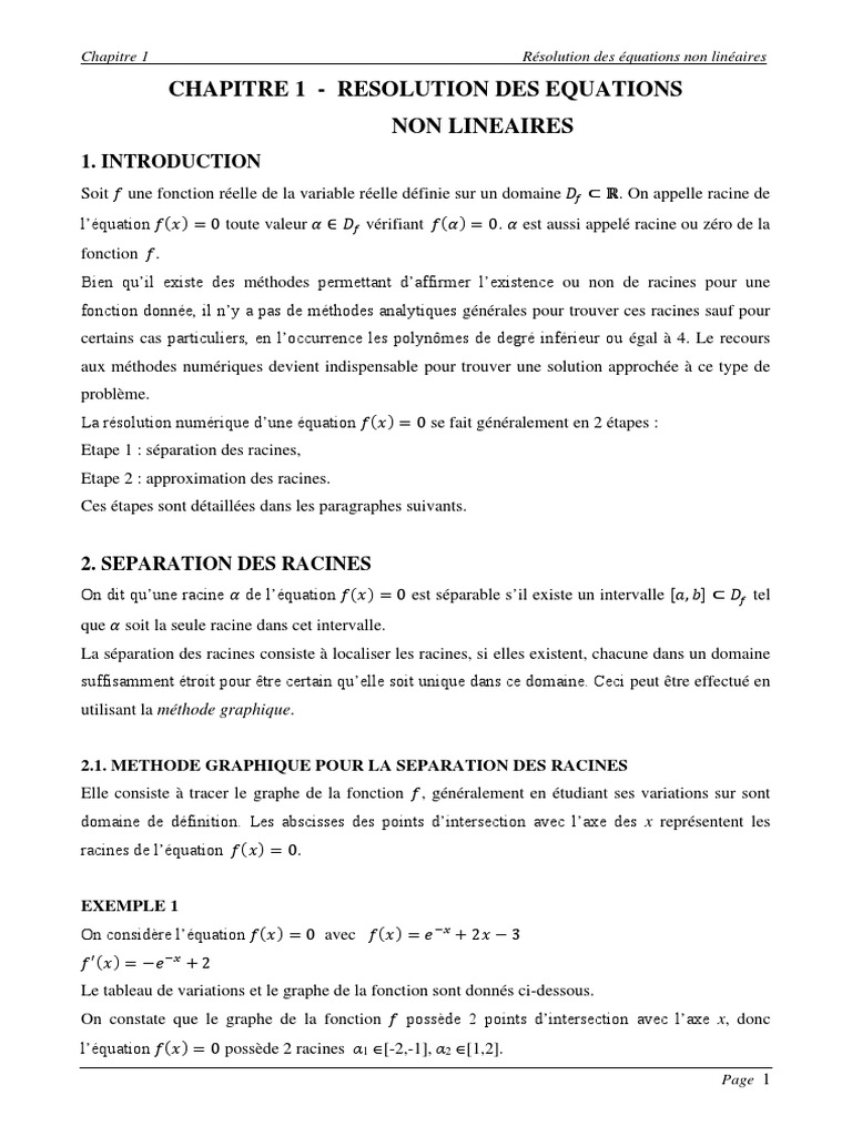 Résolution des Équations Non Linéaires | PDF | Équations | Zéro d'une ...