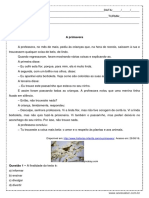 Interpretacao de Texto Primavera 7º Ano PDF