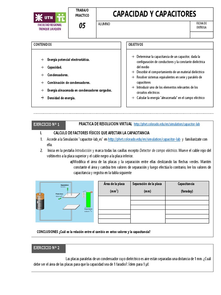 Tp 5 Capacidad Y Capacitores Pdf Condensador Capacidad