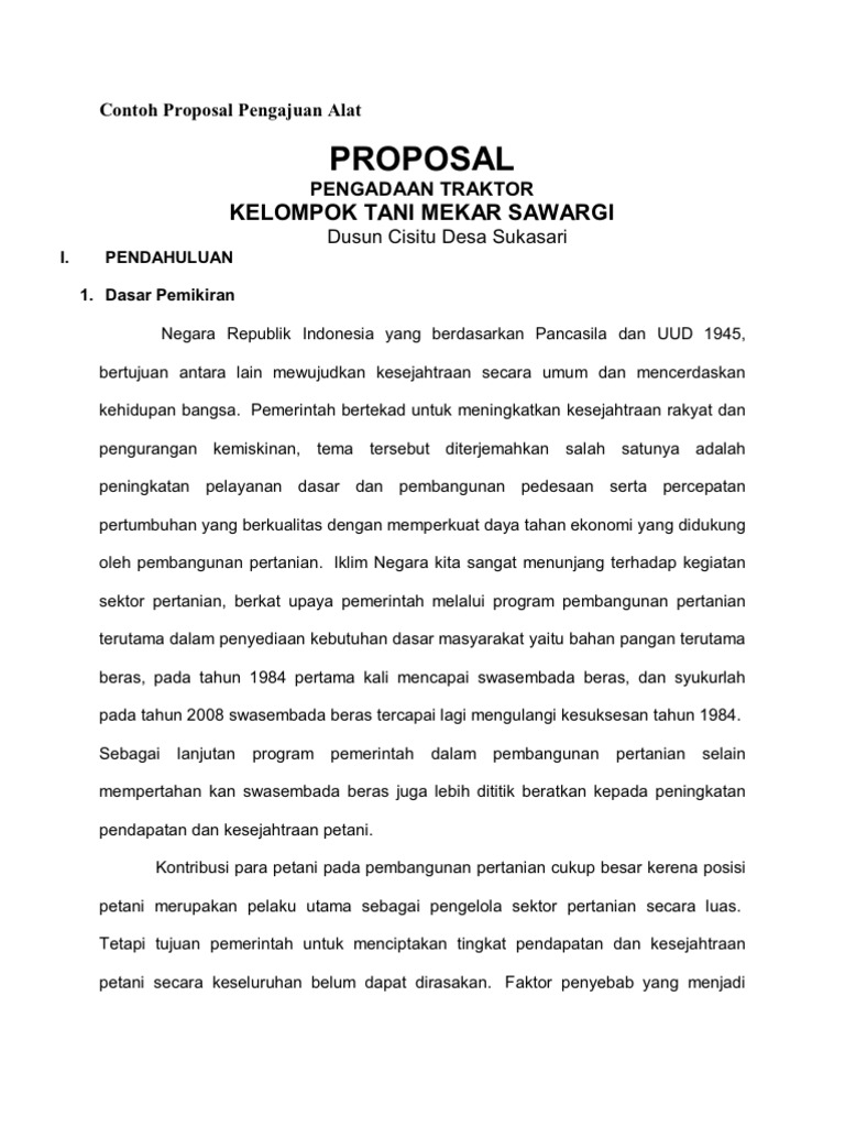 Contoh Proposal Pengajuan Alat