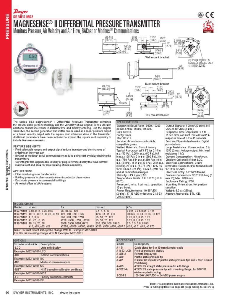 Sensor de Caudal - Presión Estatica - Magnasense | PDF | Pressure ...